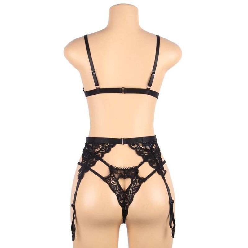 SUBBLIME - SET DRIEDELIG SET BH + JARRETELGORDEL + STRING S/M