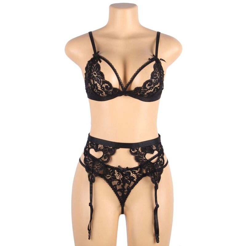 SUBBLIME - SET DRIEDELIG SET BH + JARRETELGORDEL + STRING S/M
