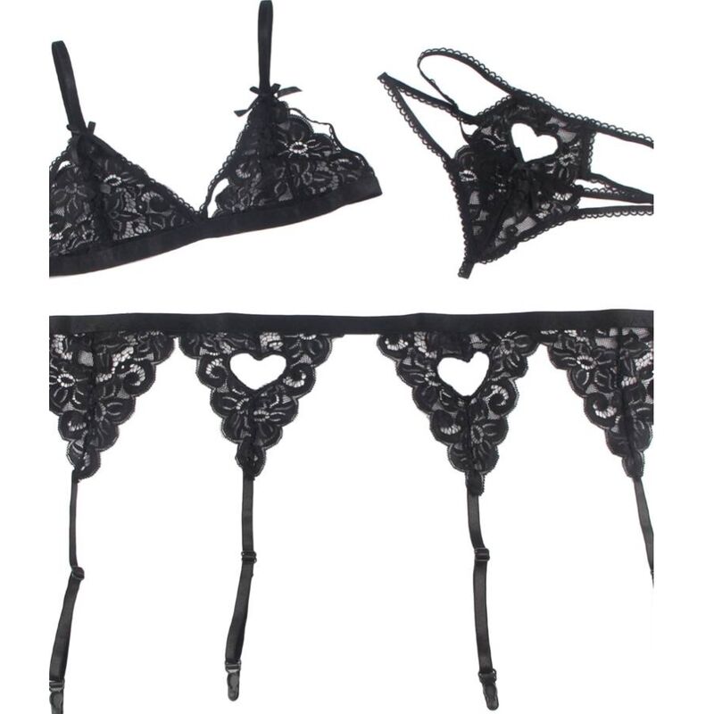 SUBBLIME - SET DRIEDELIG SET BH + JARRETELGORDEL + STRING S/M
