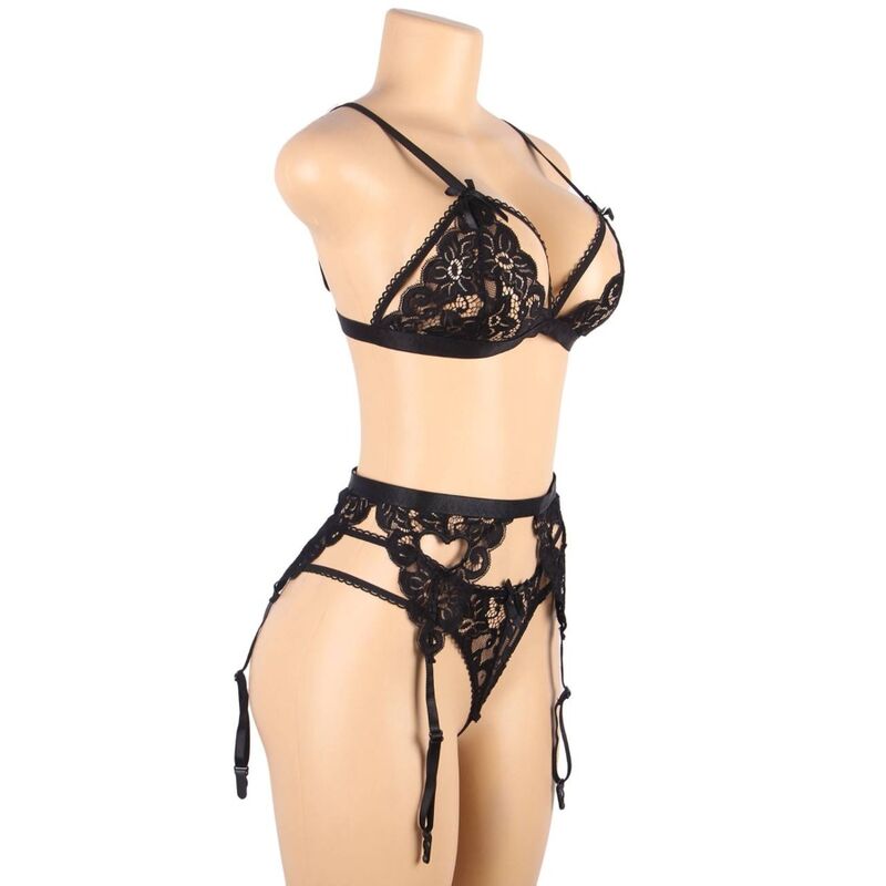 SUBBLIME - SET DRIEDELIG SET BH + JARRETELGORDEL + STRING L/XL