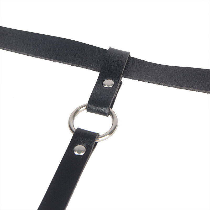SUBBLIME - ZWART LEDEREN KETTINGBEENHARNAS ONE SIZE
