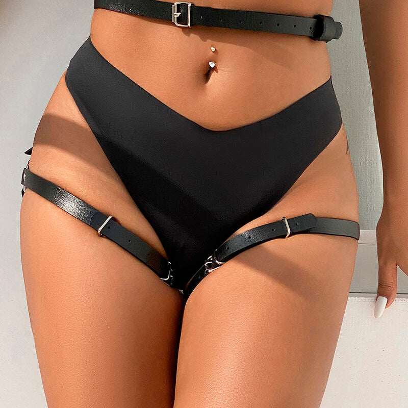 SUBBLIME - ZWART LEDEREN TAILLE- EN BEENHARNAS ONE SIZE