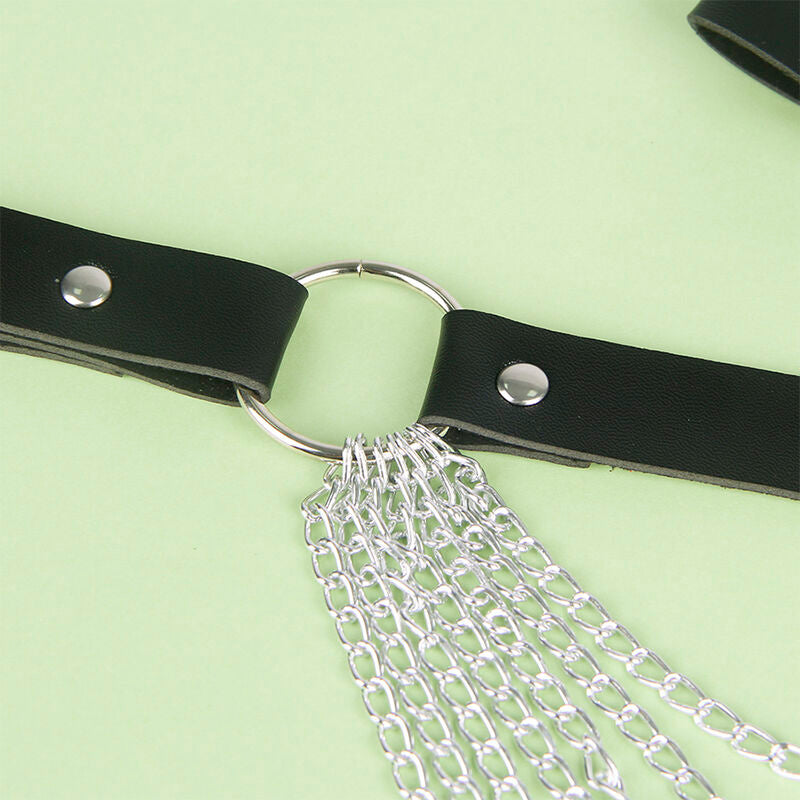 SUBBLIME - ZWART LEREN KETTINGRIEM ONE SIZE