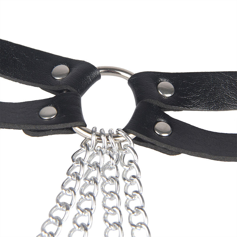 SUBBLIME - ZWART LEREN RINGKETENRIEM ONE SIZE