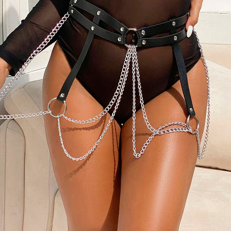 SUBBLIME - ZWART LEREN RINGKETENRIEM ONE SIZE