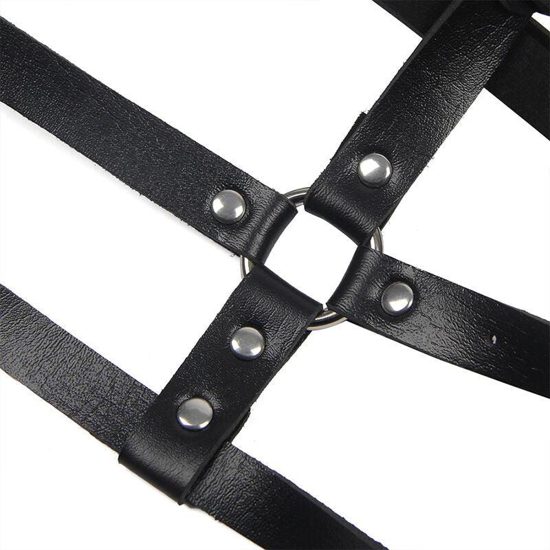 SUBBLIME - ZWART LEREN RINGBORSTHARNAS ONE SIZE