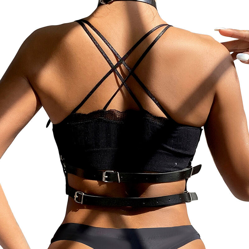 SUBBLIME - ZWART LEREN RINGBORSTHARNAS ONE SIZE