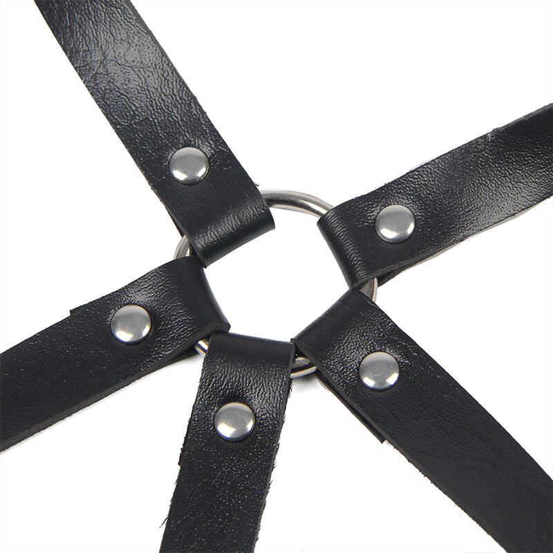 SUBBLIME - ZWART LEREN RINGBORSTHARNAS ONE SIZE