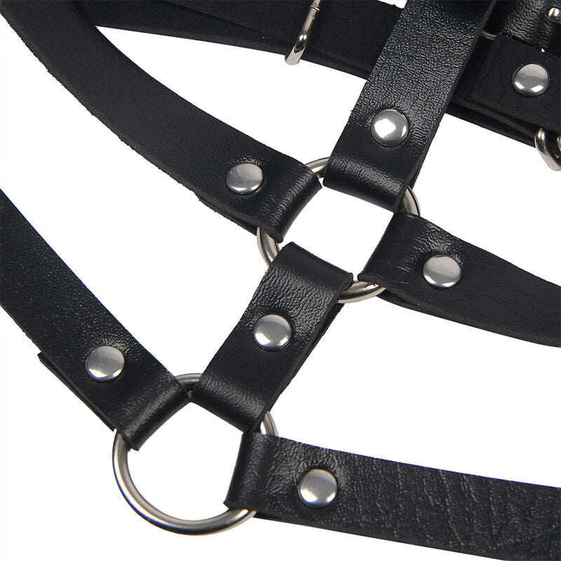 SUBBLIME - ZWART LEREN RINGBORSTHARNAS ONE SIZE