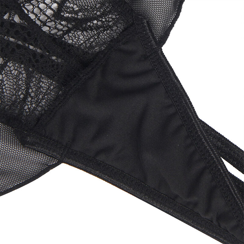 SUBBLIME - HALTERHALS BLOTE RUG TEDDY ZWART KANT S/M