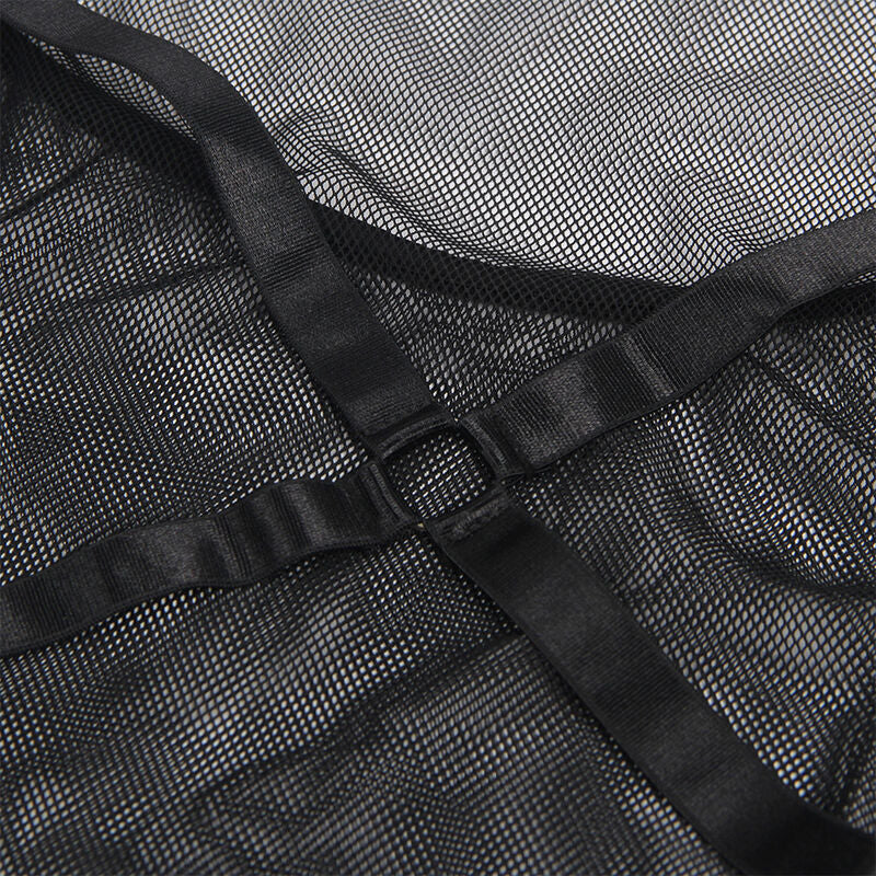 SUBBLIME - TRANSPARANTE HALTERHALS ZWARTE JURK S/M
