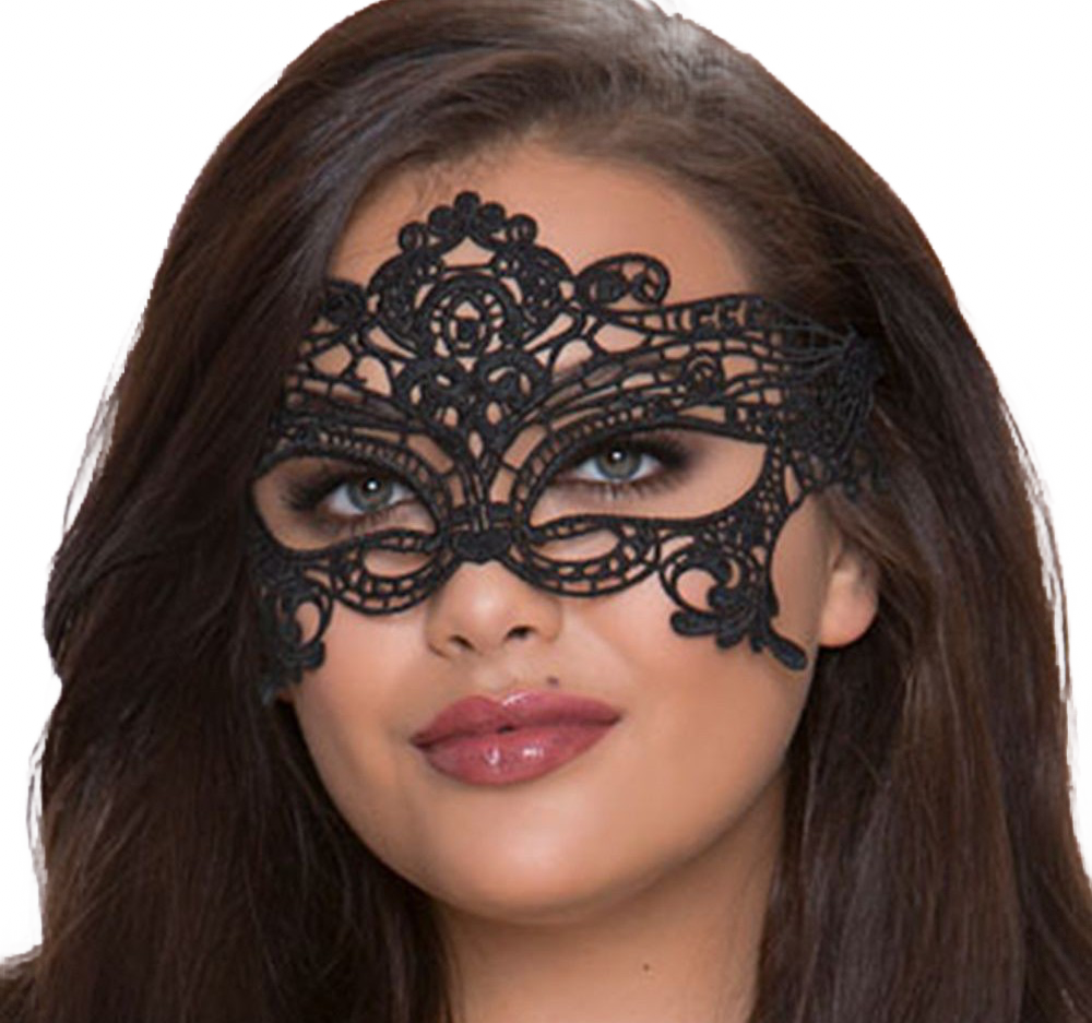 QUEEN LINGERIE - BREED KANTEN OGENMASKER ZWART