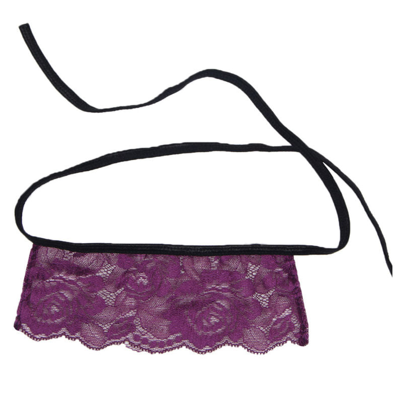 SUBBLIME - THONG KORSET EN ZWART EN PAARS MASKER L/XL