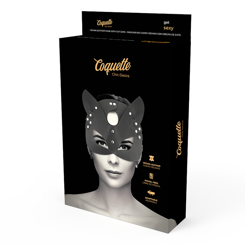 COQUETTE CHIC DESIRE - VEGAN LEDEREN MASKER MET KONIJNENOREN