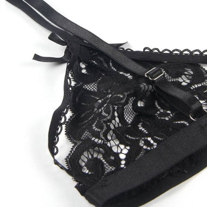 SUBBLIME - SET DRIEDELIG SET BH + JARRETELGORDEL + STRING  S/M
