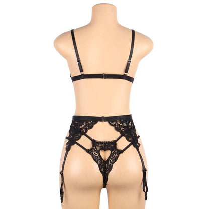 SUBBLIME - SET DRIEDELIG SET BH + JARRETELGORDEL + STRING L/XL