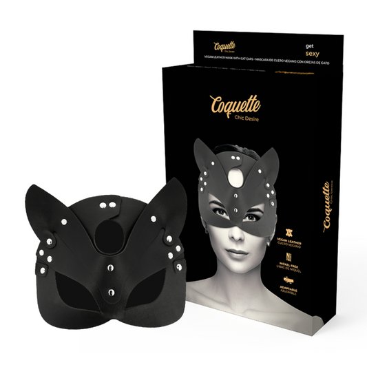 COQUETTE CHIC DESIRE - VEGAN LEDEREN MASKER MET KONIJNENOREN