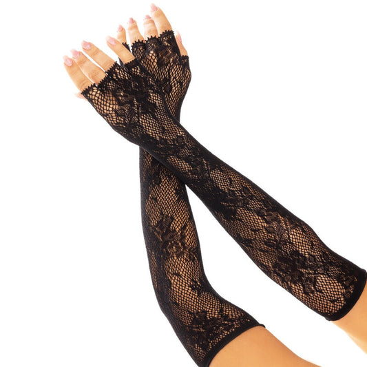LEG AVENUE - FLORAL NETWORK VINGERLOZE HANDSCHOENEN ZWART