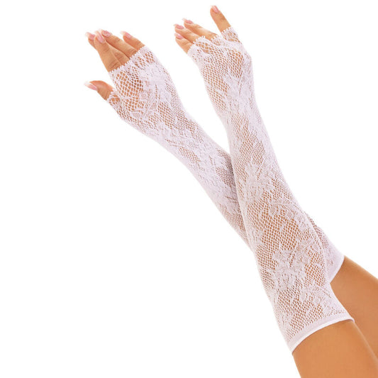 LEG AVENUE - FLORAL NETWORK VINGERLOZE HANDSCHOENEN WIT