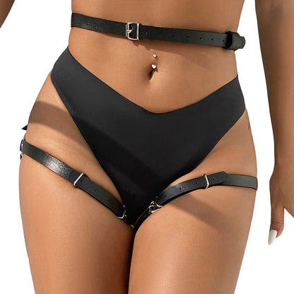 SUBBLIME - ZWART LEDEREN TAILLE- EN BEENHARNAS ONE SIZE