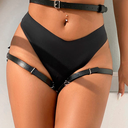 SUBBLIME - ZWART LEDEREN TAILLE- EN BEENHARNAS ONE SIZE