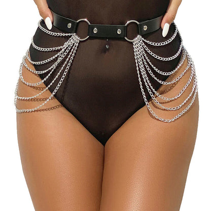 SUBBLIME - ZWART LEREN KETTINGRIEM ONE SIZE