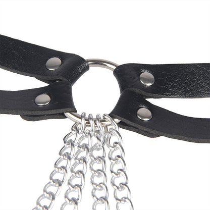 SUBBLIME - ZWART LEREN RINGKETENRIEM ONE SIZE