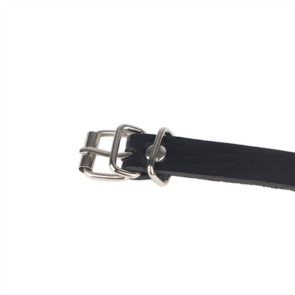 SUBBLIME - ZWART LEREN RINGKETENRIEM ONE SIZE