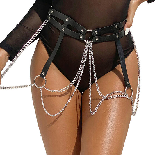 SUBBLIME - ZWART LEREN RINGKETENRIEM ONE SIZE