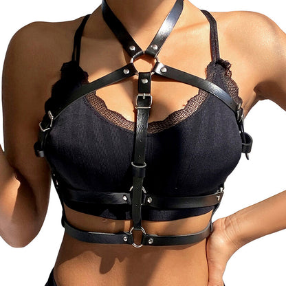SUBBLIME - ZWART LEREN RINGBORSTHARNAS ONE SIZE