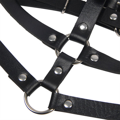 SUBBLIME - ZWART LEREN RINGBORSTHARNAS ONE SIZE