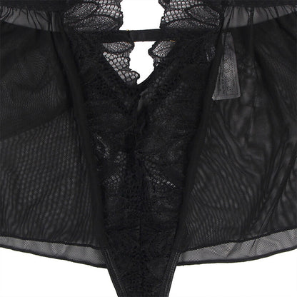SUBBLIME - HALTERHALS BLOTE RUG TEDDY ZWART KANT S/M