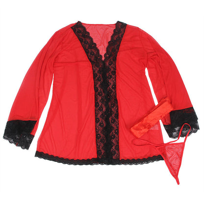 SUBBLIME - TRANSPARANTE STOFFEN JAS MET ROOD KANT DETAIL L/XL
