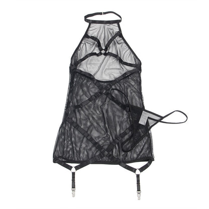 SUBBLIME - TRANSPARANTE HALTERHALS ZWARTE JURK L/XL
