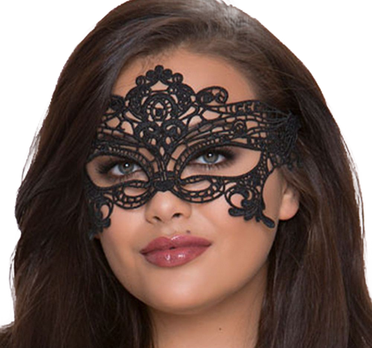 QUEEN LINGERIE - BREED KANTEN OGENMASKER ZWART