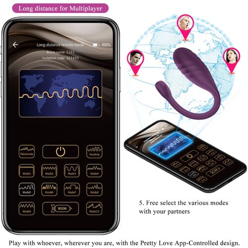 PRETTY LOVE -  app-gestuurd vibrator paars